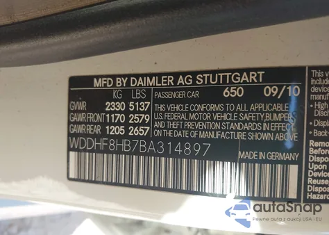 2011 Mercedes-Benz E 350 4Matic из США, поврежденный, VIN WDDHF8HB7BA314897